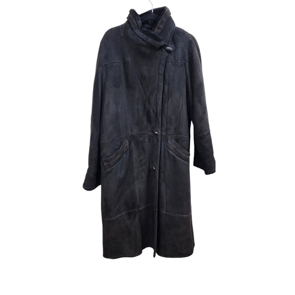 Revillon Shearling coat Black Women's  Size XL - Picture 2 of 14